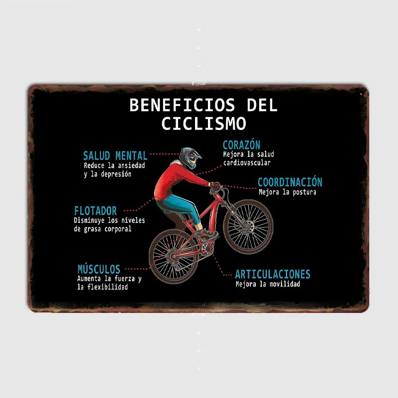 Mountain Biking Benefits - CYCLING BENEFITS Poster Mountain Biking Metal