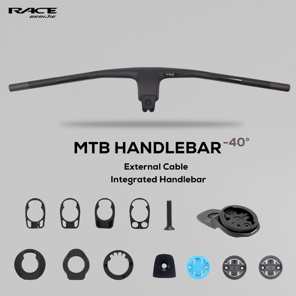 Mountain Biking Xc - BERIJIE Carbon MTB Handlebar,-40° Efficient Integrated