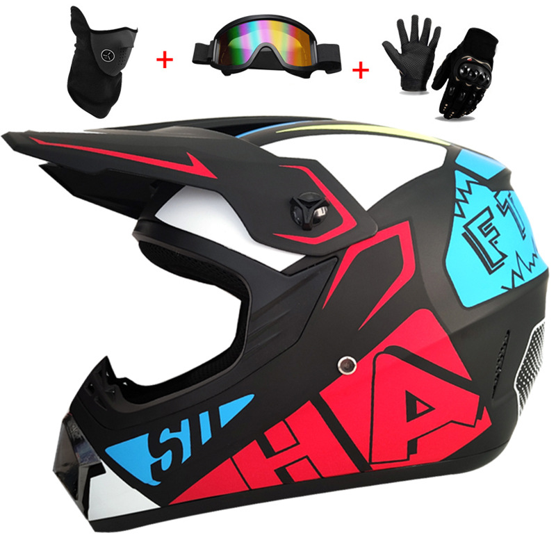 Mountain Biking Helmet Full Face - 3Pcs Kids Off-Road Full Helmet,Motocross Casco
