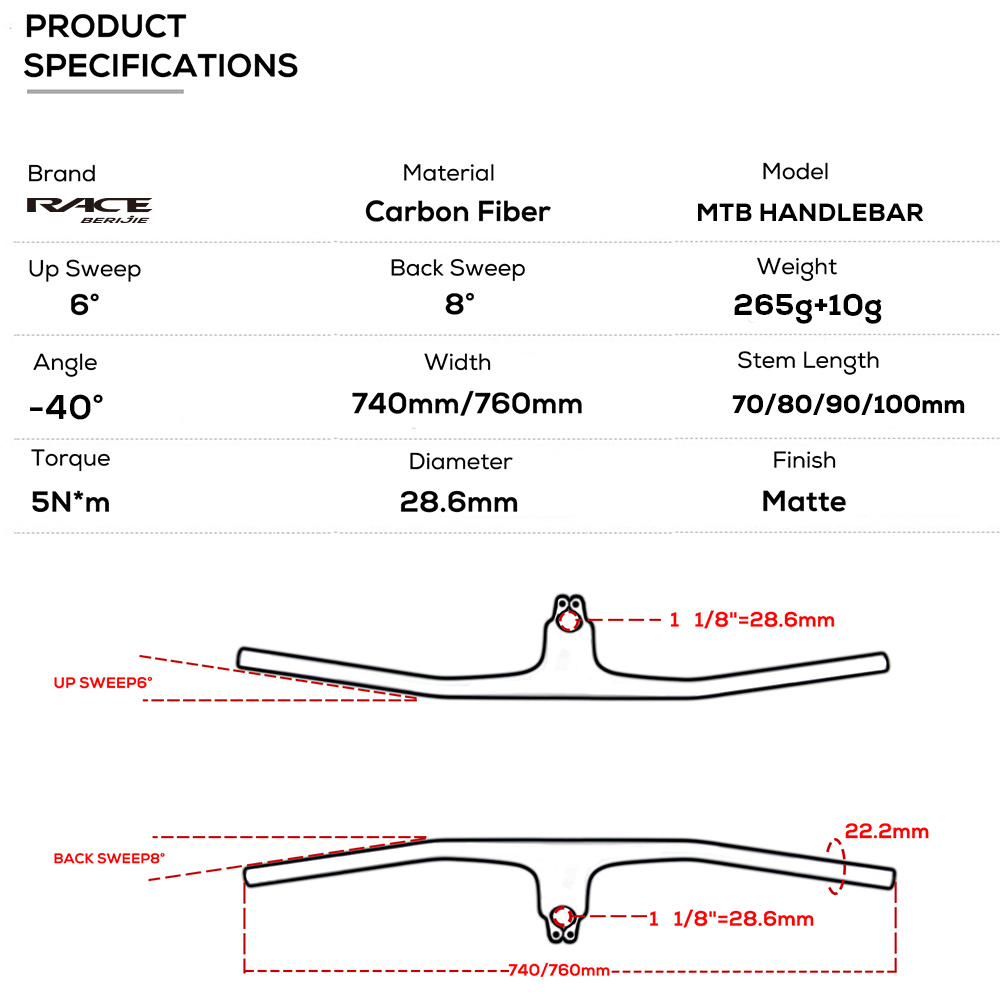 BERIJIE Carbon MTB Handlebar,- - Mountain Biking Xc recension och pris